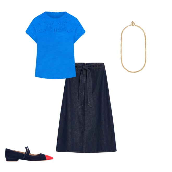 2nd bundle featuring 3 items which compliment Anya Broderie T-shirt-Cerulean Blue