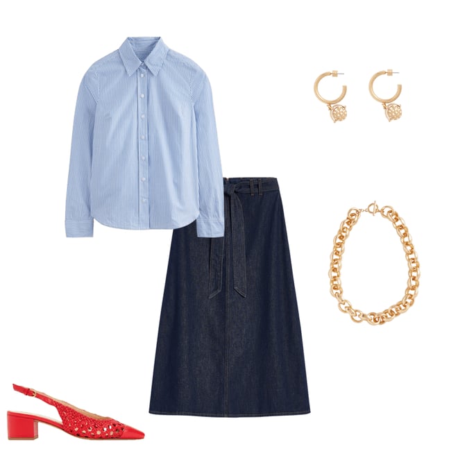 2nd bundle featuring 4 items which compliment Sienna Cotton Shirt-Fine Blue Stripe