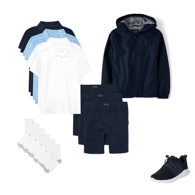 1st bundle featuring 4 items which compliment Boys Uniform Stretch Chino Shorts 3-Pack