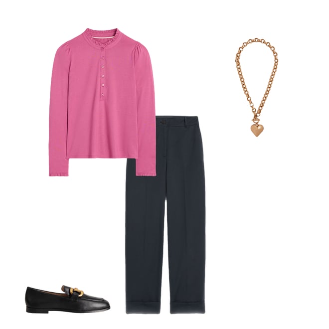 3rd bundle featuring 3 items which compliment Supersoft Frill Henley Top-Purple Damson