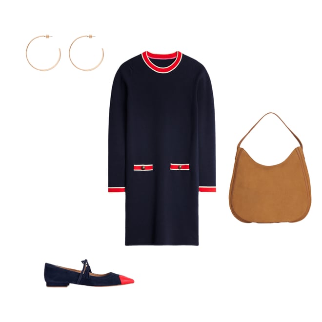 1st bundle featuring 3 items which compliment Holly Knitted Shift Dress-Navy