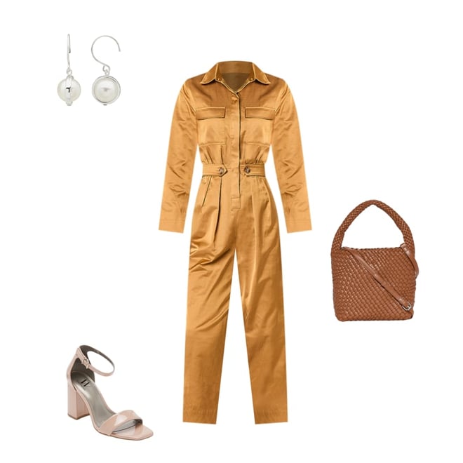 Worthington Womens Long Sleeve Jumpsuit Color Pumpkin Ale JCPenney