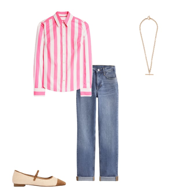 5th bundle featuring 3 items which compliment Sienna Cotton Shirt-Pink Rose Wide Stripe
