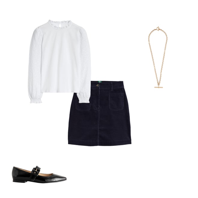 5th bundle featuring 3 items which compliment Estella Cord Skirt-Navy