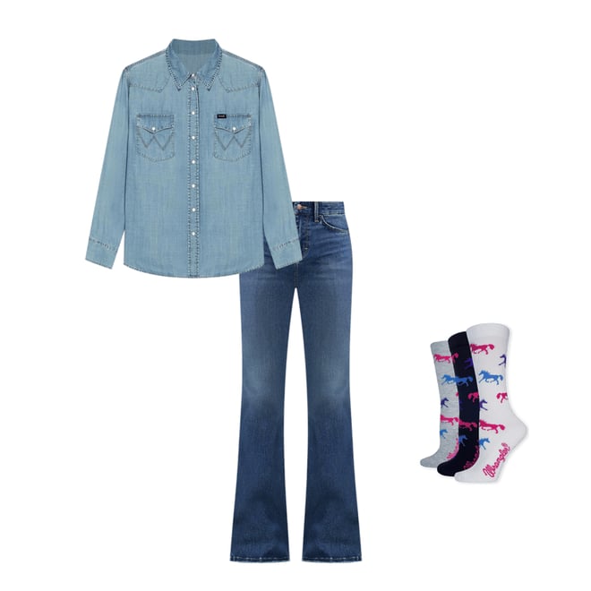 Women's Wrangler Bespoke High Rise Flare Jean in Lily