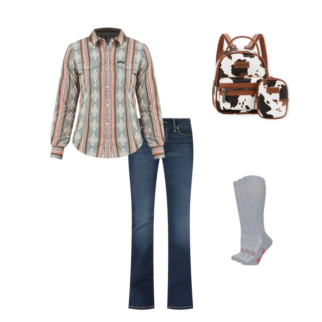 Women's Wrangler Retro® Southwestern Stripe Western Snap Shirt in Dusty Stripe