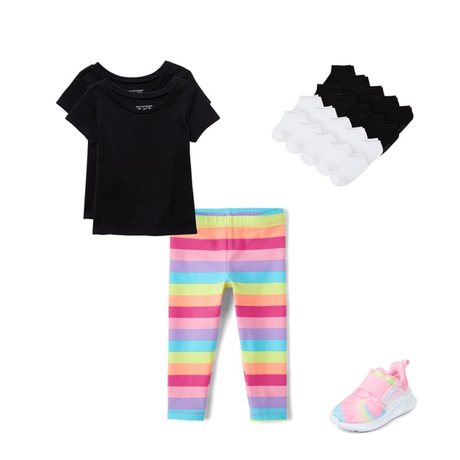 Toddler Girls Mix And Match Rainbow Striped Leggings