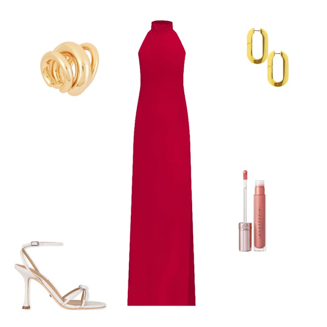 2nd bundle featuring 4 items which compliment Halter Turtleneck Side Slit Gown