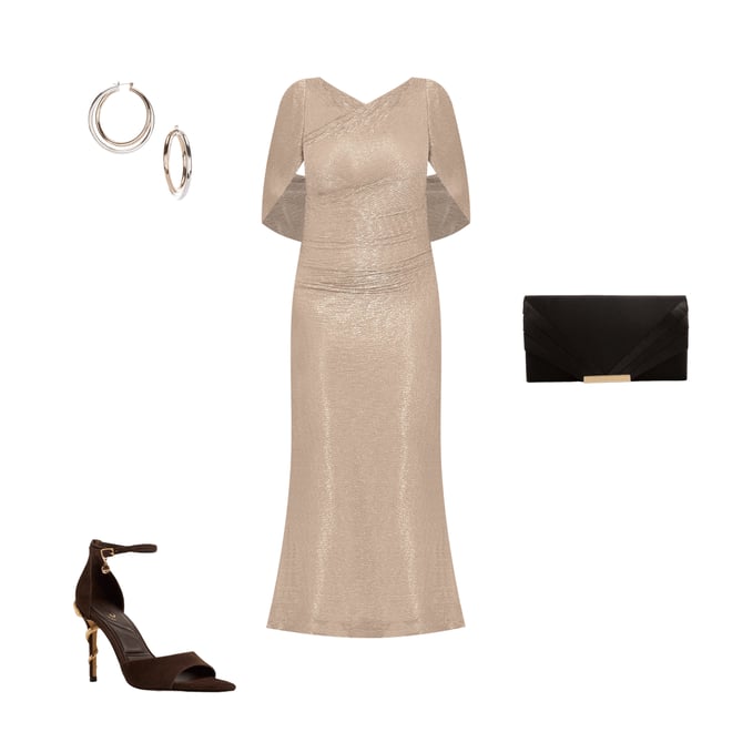 the golden dress Plus Size Metallic Long Dress With Sweetheart Neckline main image 0