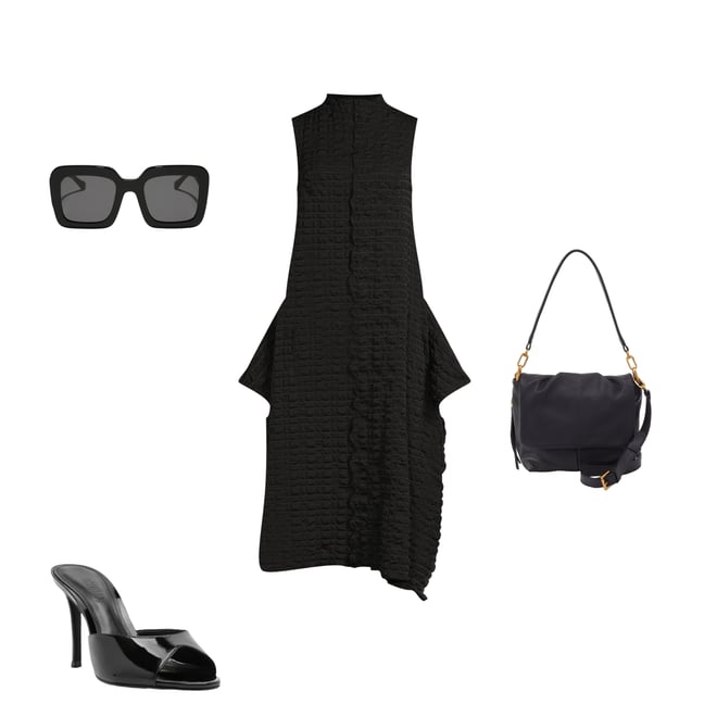 ic collection black dress IC Collection Sleeveless Embossed Dress-IC-6400D Black / M main image 0