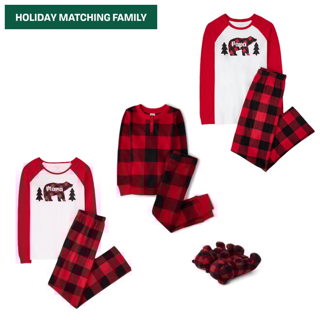 2nd bundle featuring 3 items which compliment Kids Matching Family Buffalo Plaid Bear Slippers