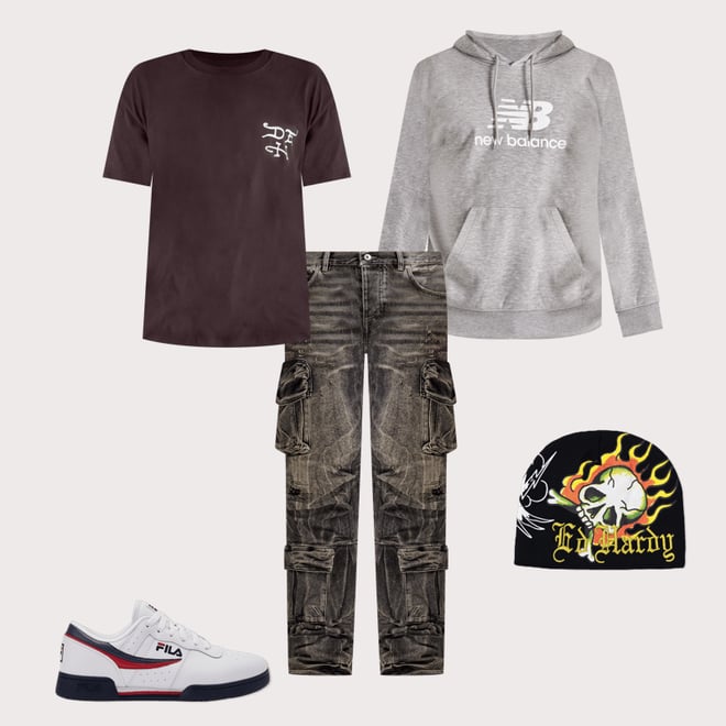Smoke Rise Stacked Flare Cargo Jeans