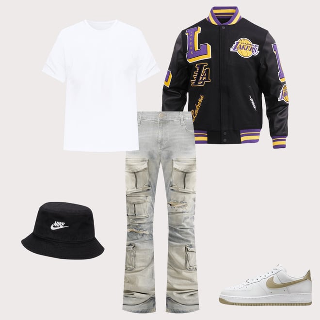 Pro Standard Los Angeles Lakers Mashup Rib Wool Varsity Jacket
