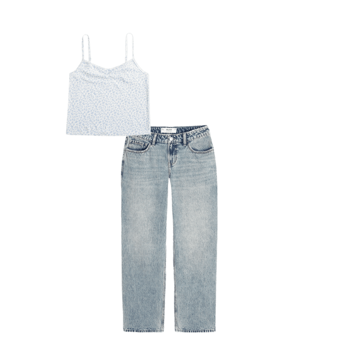 Low-Rise Medium Wash Loose Jeans