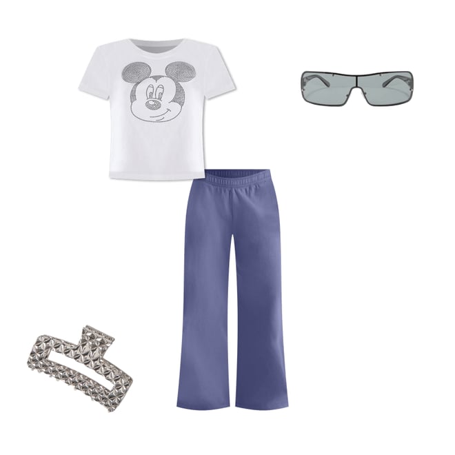 Mickey & Friends | Aero Rhinestone Mickey Mouse Cropped Vintage Fit Graphic Tee