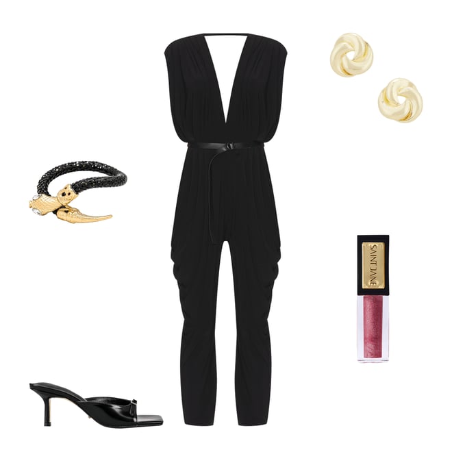 2nd bundle featuring 4 items which compliment Square Sleeve Waterfall Jumpsuit