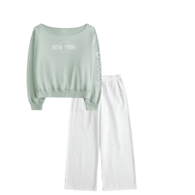 Easy Off-the-Shoulder Brooklyn Graphic Sweatshirt