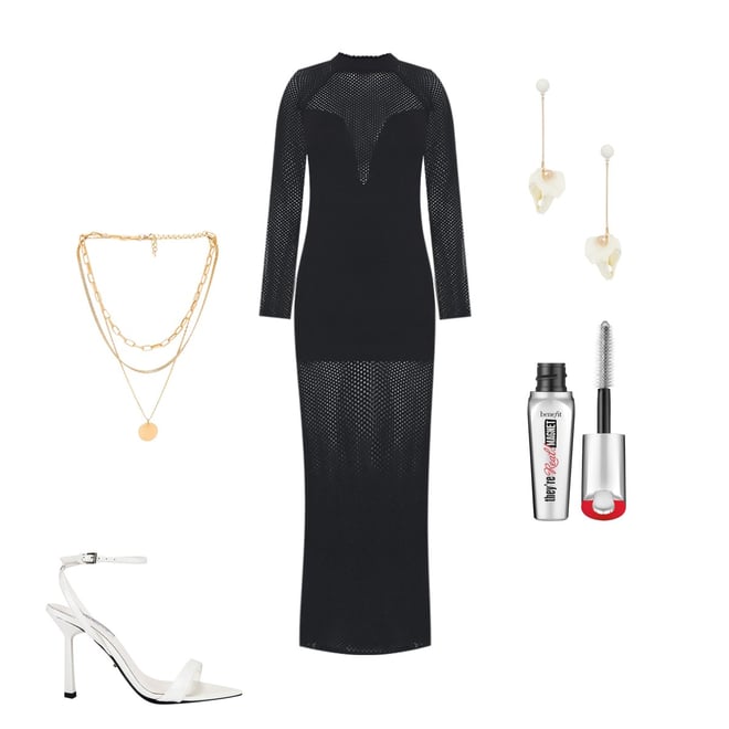 スーツ・フォーマル・ドレス meltthelady fleur long dress fleur du mal Knit Mesh Long Sleeve Maxi Dress in Black | REVOLVE