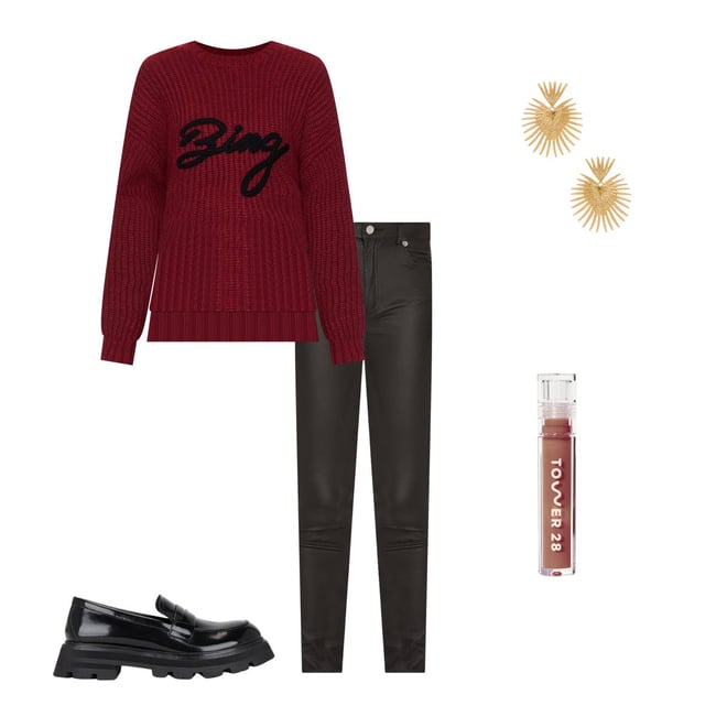 ANINE BING Sydney Crew Sweater Signature in Zinfandel | REVOLVE