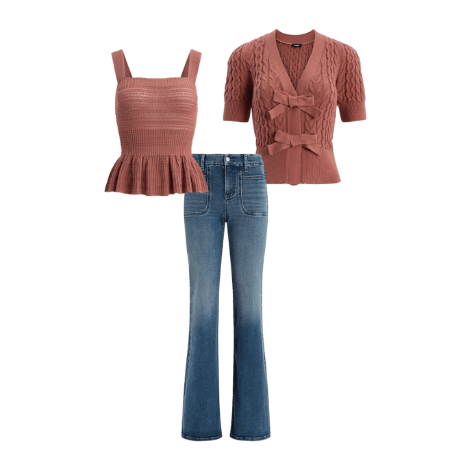 Cable Knit Double Bow Short Sleeve Cardigan | Express