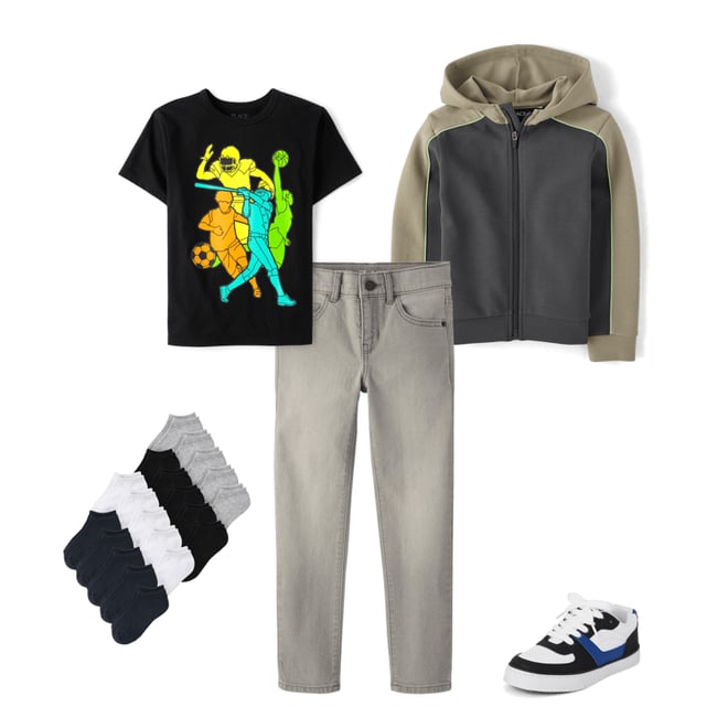 2nd bundle featuring 4 items which compliment Boys Sports Graphic Tee