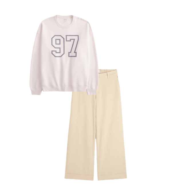 Oversized Number Graphic Crew Sweatshirt
