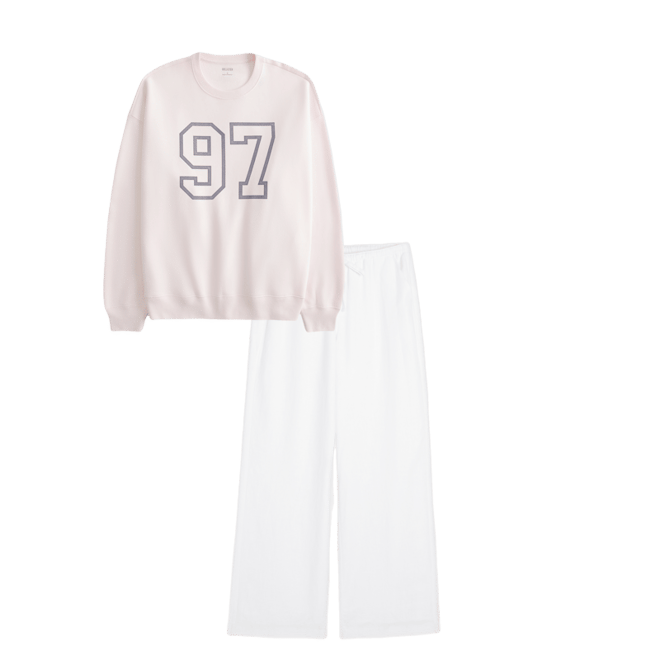Oversized Number Graphic Crew Sweatshirt