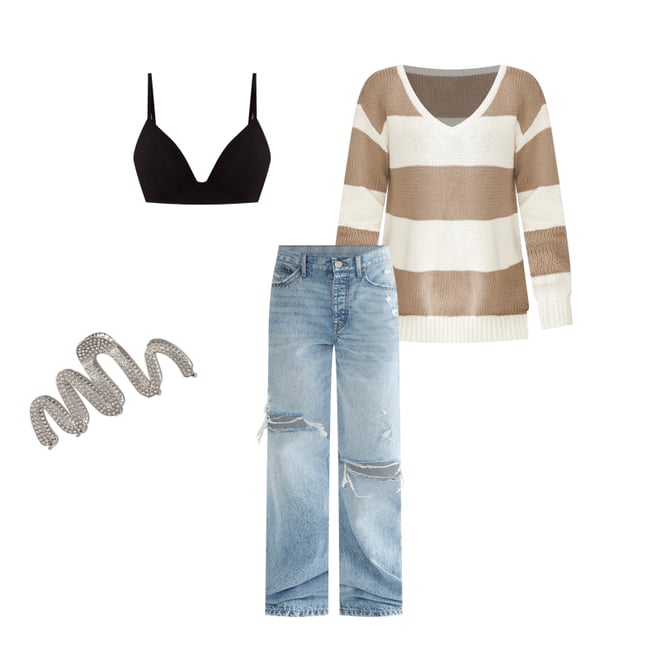 Rugby Stripe V-Neck Sweater