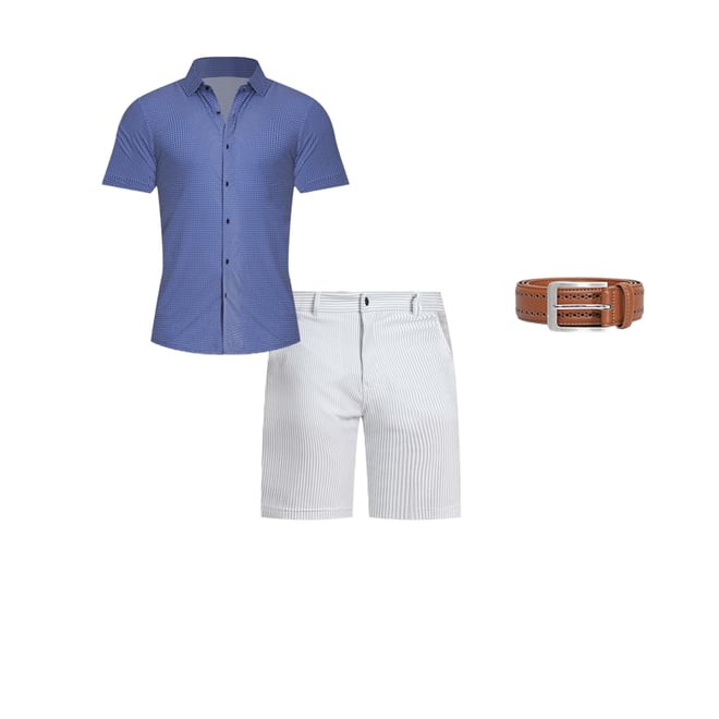 2nd bundle featuring 2 items which compliment Athletic Fit Shorts - Grey Seersucker