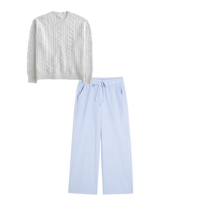 Seersucker Baggy Pull-On Pants