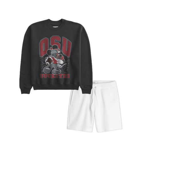 Boxy Mickey Mouse Ohio State Buckeyes Graphic Crew Sweatshirt