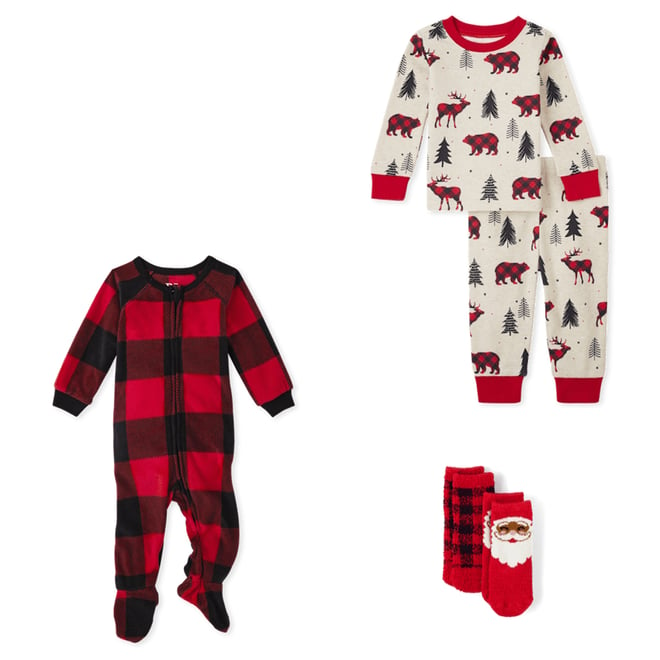 Unisex Baby And Toddler Matching Family Christmas Long Sleeve Buffalo Plaid Fleece Footed One Piece Pajamas RED The Children s Place CA