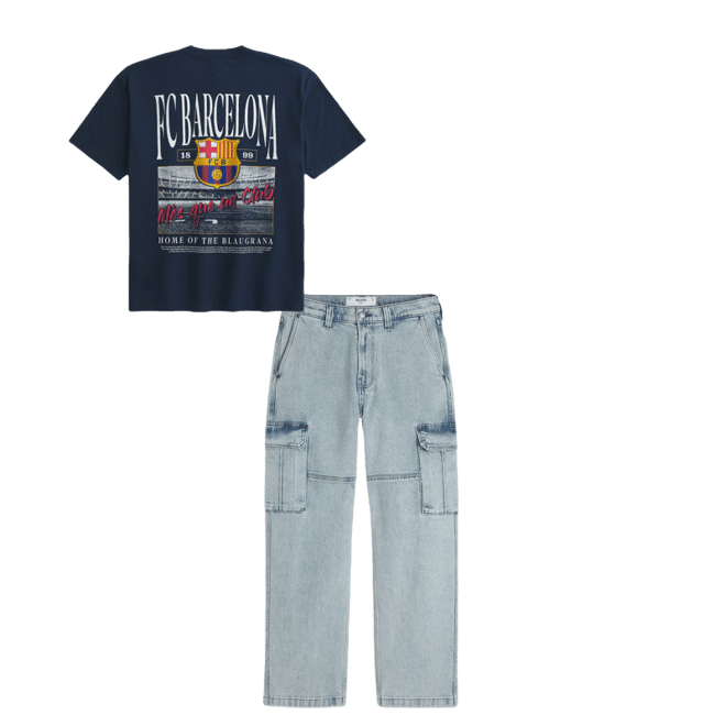 Light Wash Baggy Cargo Jeans