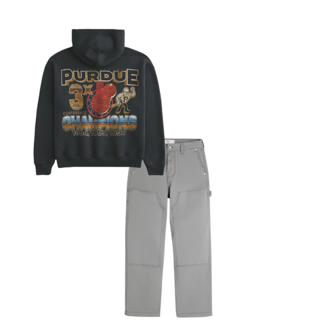 Boxy Purdue University Graphic Hoodie