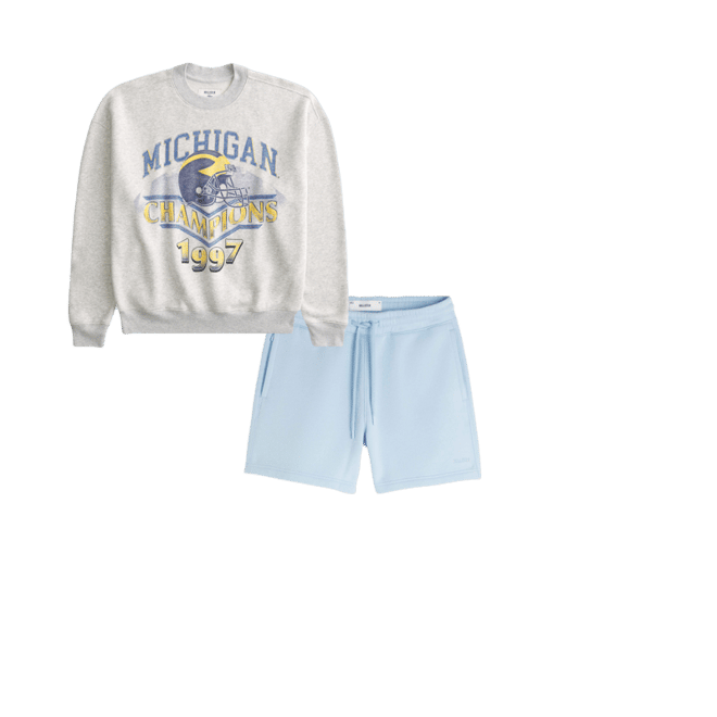 Boxy University of Michigan Wolverines Graphic Crew Sweatshirt