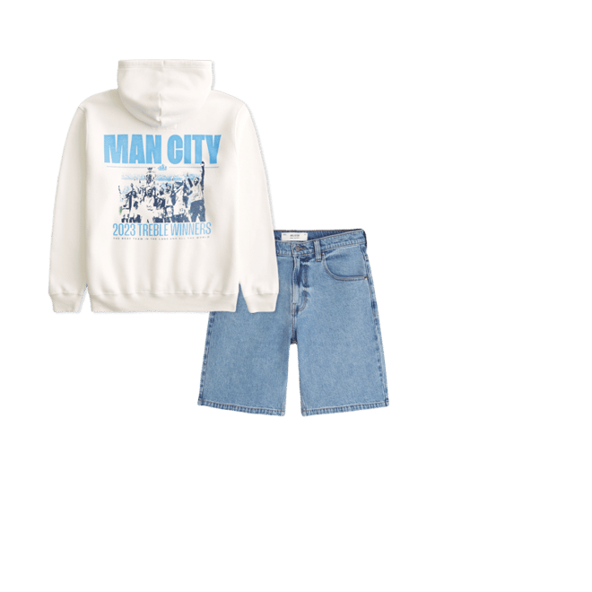 Medium Wash Baggy Jean Shorts