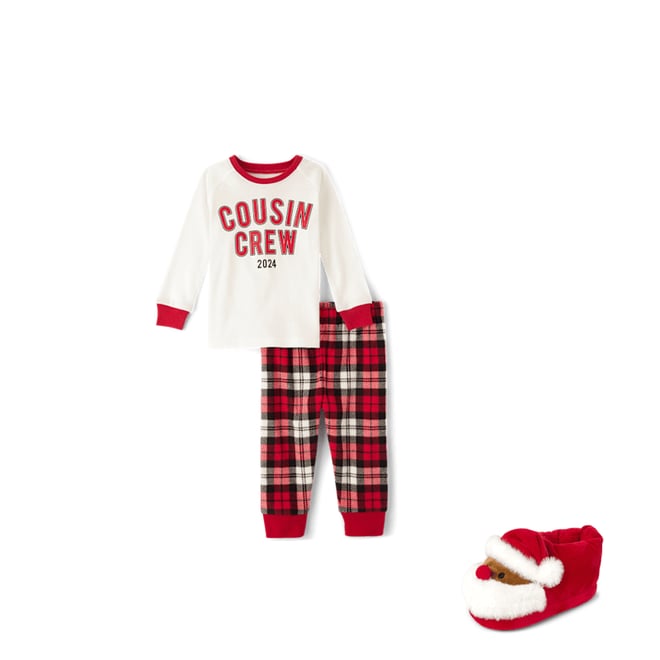 Unisex Baby And Toddler Christmas Long Raglan Sleeve Cousin Crew 2024 Snug Fit Cotton And Microfleece Pajamas RED The Children s Place