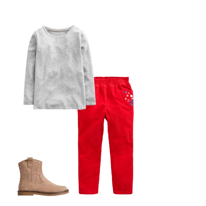 1st bundle featuring 2 items which compliment Lined Cord Pull-On Trousers-Sunset Orange Embroidery