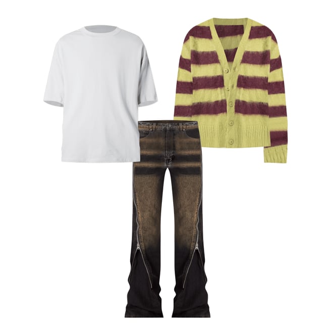 Striped Mohair Cardigan Sweater - Green/Brown | mnml | shop now Striped Mohair Cardigan Sweater - Green/Brown | mnml | shop now