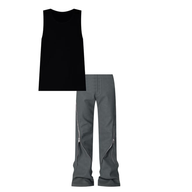 1st bundle featuring 1 items which compliment D519 Leather Zipper Flare Pants - Charcoal Grey