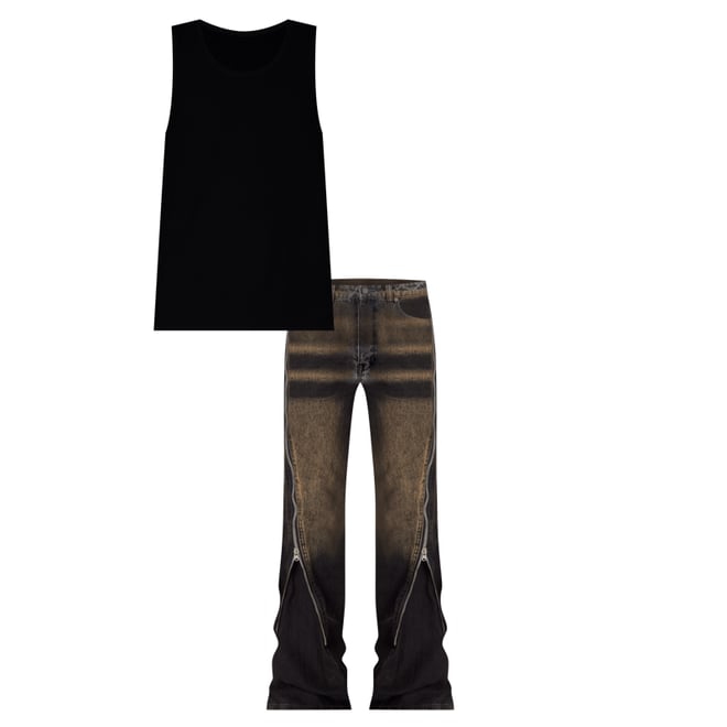 D519 Zipper Flare Denim - Washed Black | mnml | shop now D519 Zipper Flare Denim - Washed Black | mnml | shop now