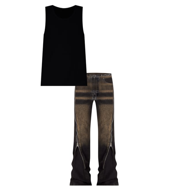 D519 Zipper Flare Denim - Washed Black | mnml | shop now