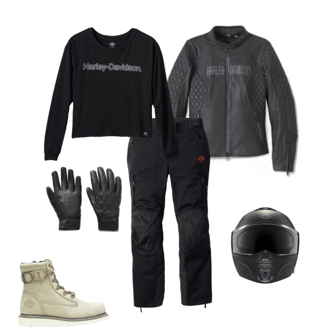 Women's Willie G Skull Graphic Leather Riding Gloves | Harley