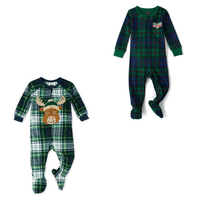 Green plaid baby pajamas sale