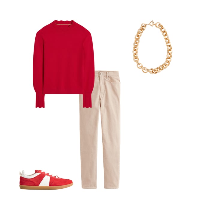 3rd bundle featuring 3 items which compliment Imi Scalloped Sweater-Strawberry Tart  Red