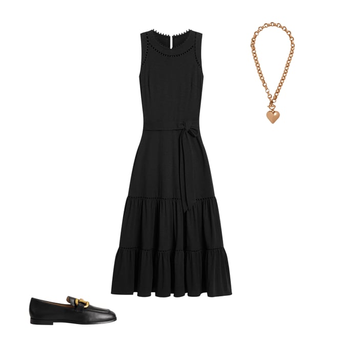 5th bundle featuring 2 items which compliment Mila Trim Tiered Jersey Dress-Black