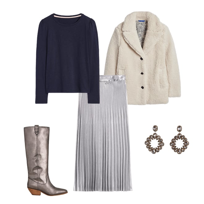 6th bundle featuring 4 items which compliment Camilla Metallic Midi Skirt