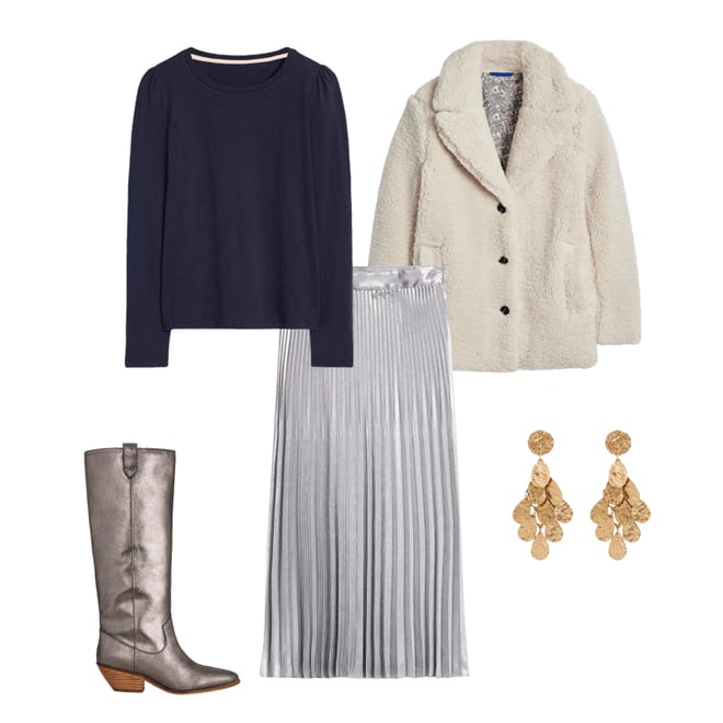 5th bundle featuring 4 items which compliment Camilla Metallic Midi Skirt-Silver