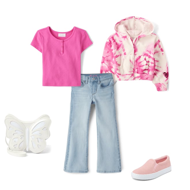 6th bundle featuring 4 items which compliment Girls Tie Dye Sequin Heart Fleece Zip Up Hoodie