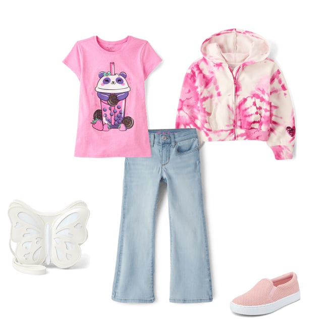 2nd bundle featuring 4 items which compliment Girls Tie Dye Sequin Heart Fleece Zip Up Hoodie